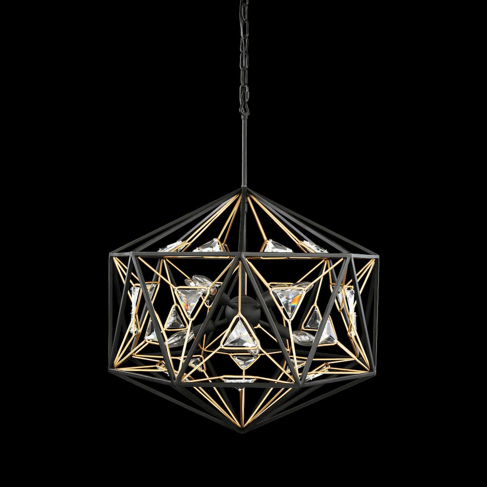 Marcia 8-Lt Orb Pendant - Matte Black/French Gold. Picture 4