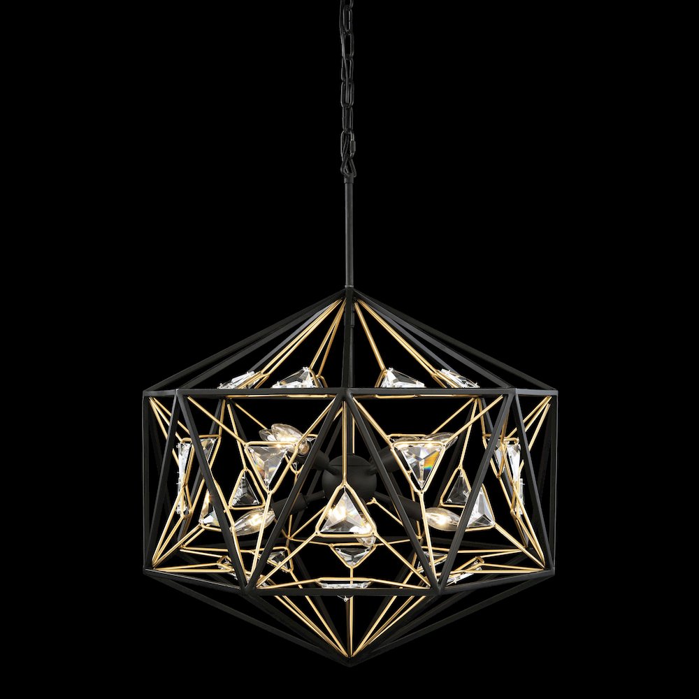 Marcia 8-Lt Orb Pendant - Matte Black/French Gold. Picture 5