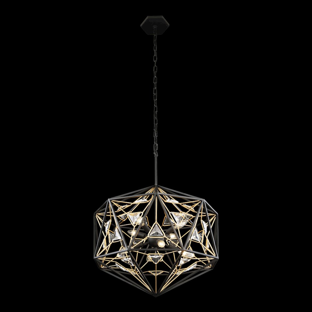 Marcia 8-Lt Orb Pendant - Matte Black/French Gold. Picture 6