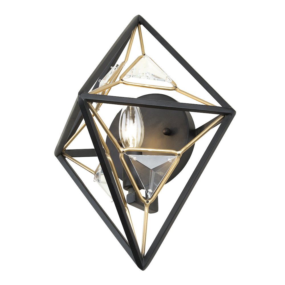 Marcia 1-Lt Wall Sconce - Matte Black/French Gold. Picture 2