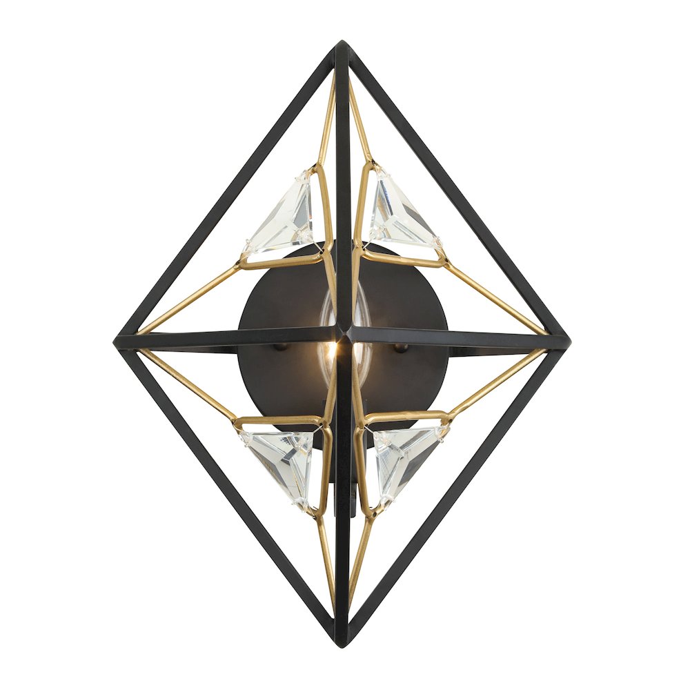 Marcia 1-Lt Wall Sconce - Matte Black/French Gold. Picture 3