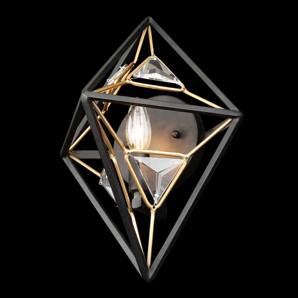 Marcia 1-Lt Wall Sconce - Matte Black/French Gold. Picture 5