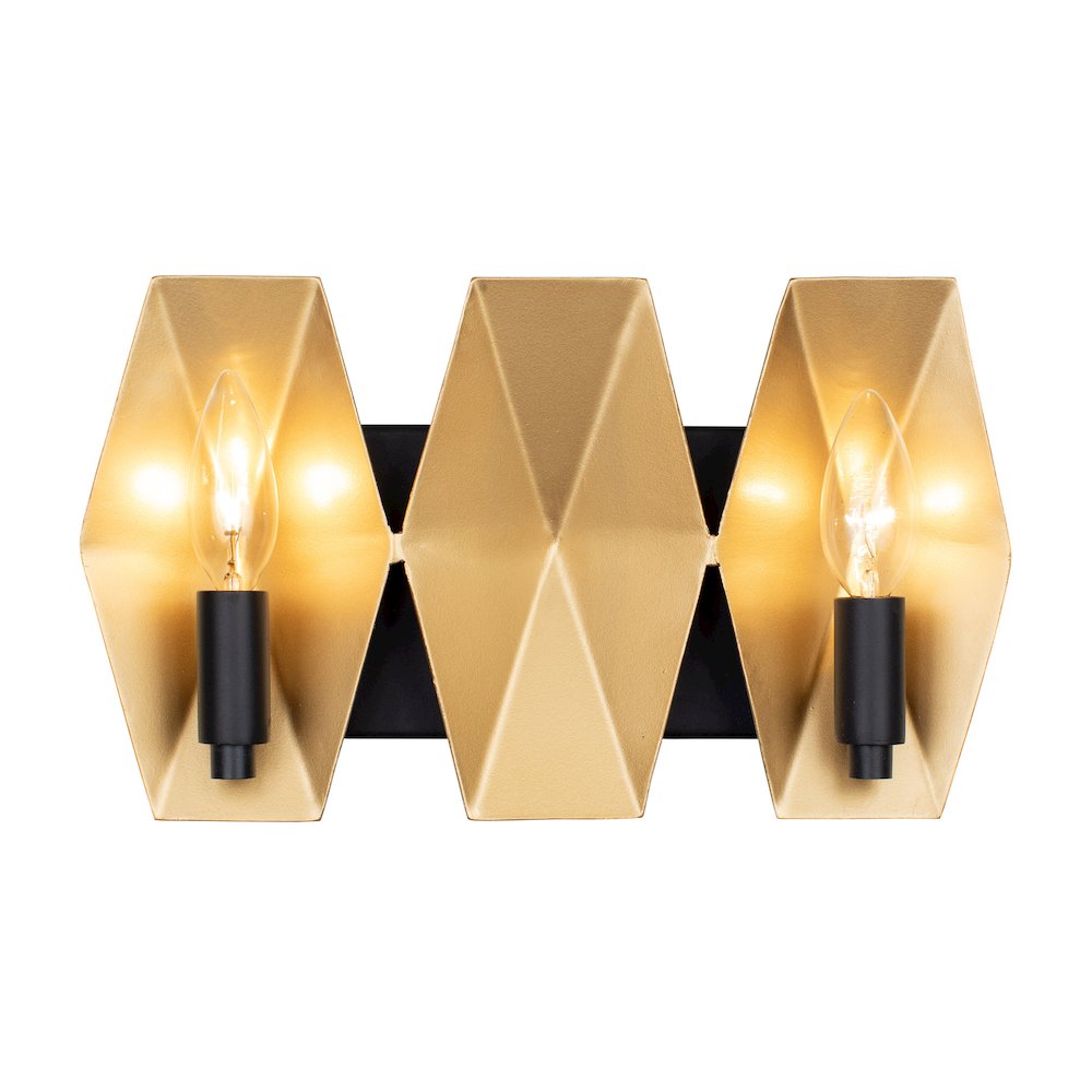 Malone 2-Lt Bath - Matte Black/French Gold. Picture 1