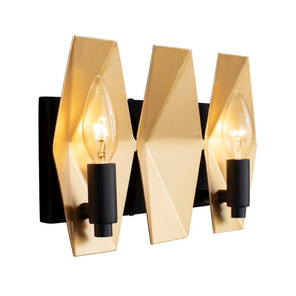 Malone 2-Lt Bath - Matte Black/French Gold. Picture 2