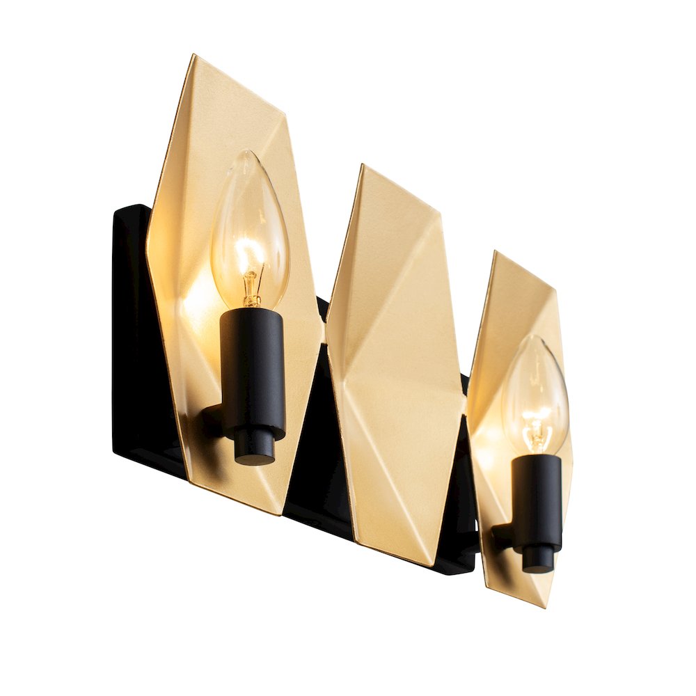 Malone 2-Lt Bath - Matte Black/French Gold. Picture 3