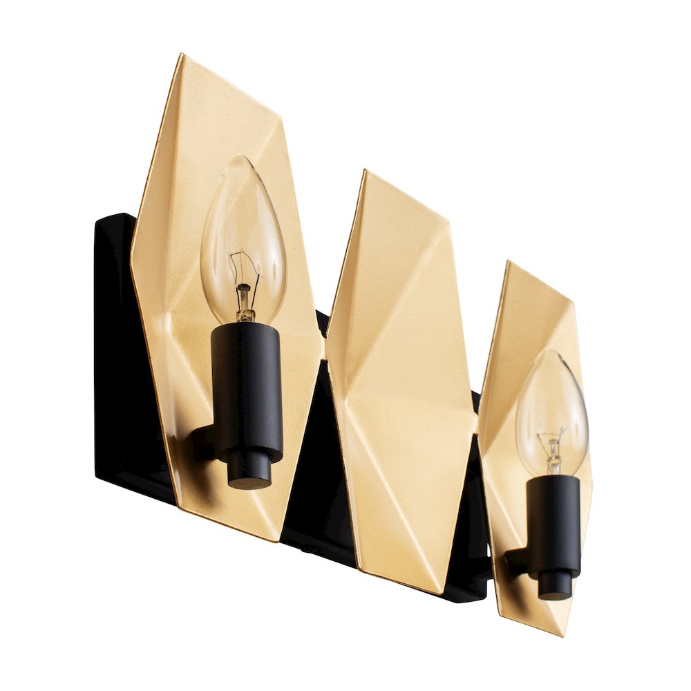 Malone 2-Lt Bath - Matte Black/French Gold. Picture 5