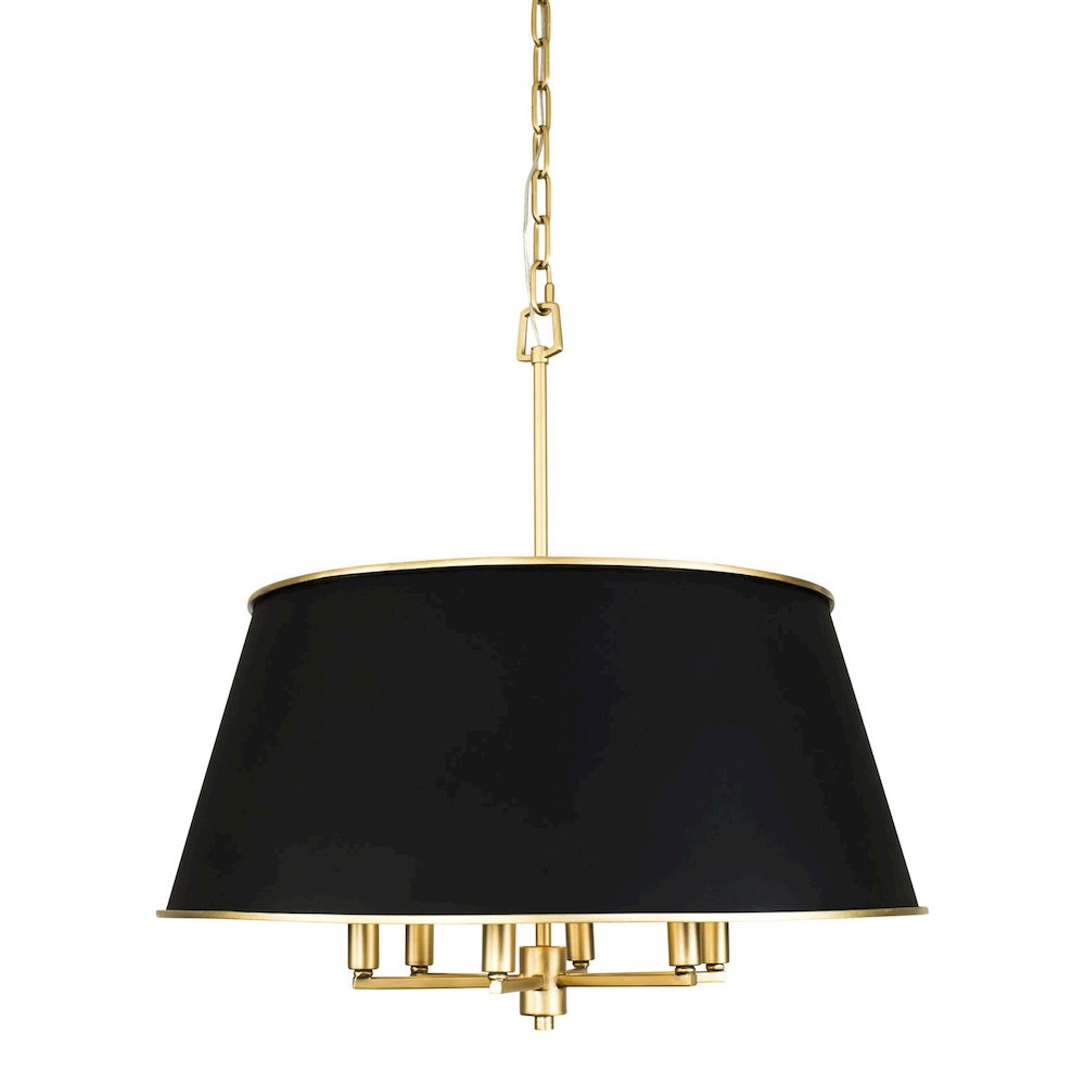 Coco 6-Lt Pendant - Matte Black/French Gold. Picture 1