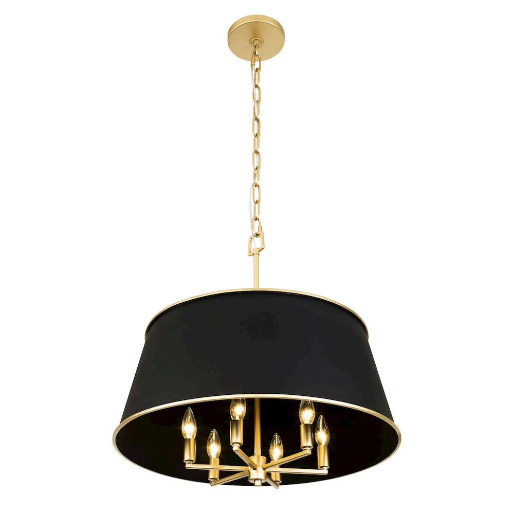 Coco 6-Lt Pendant - Matte Black/French Gold. Picture 2
