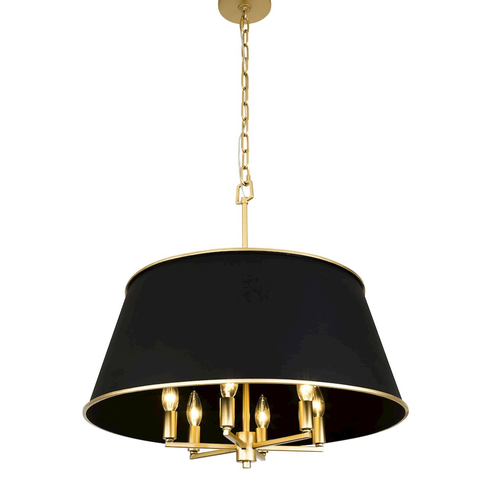 Coco 6-Lt Pendant - Matte Black/French Gold. Picture 4