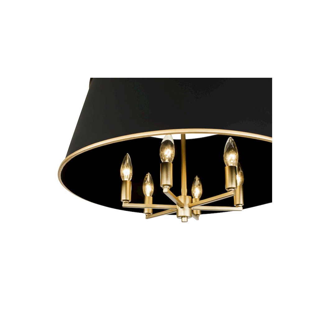 Coco 6-Lt Pendant - Matte Black/French Gold. Picture 6