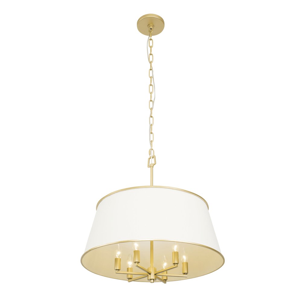 Coco 6-Lt Pendant - Matte White/French Gold. Picture 3