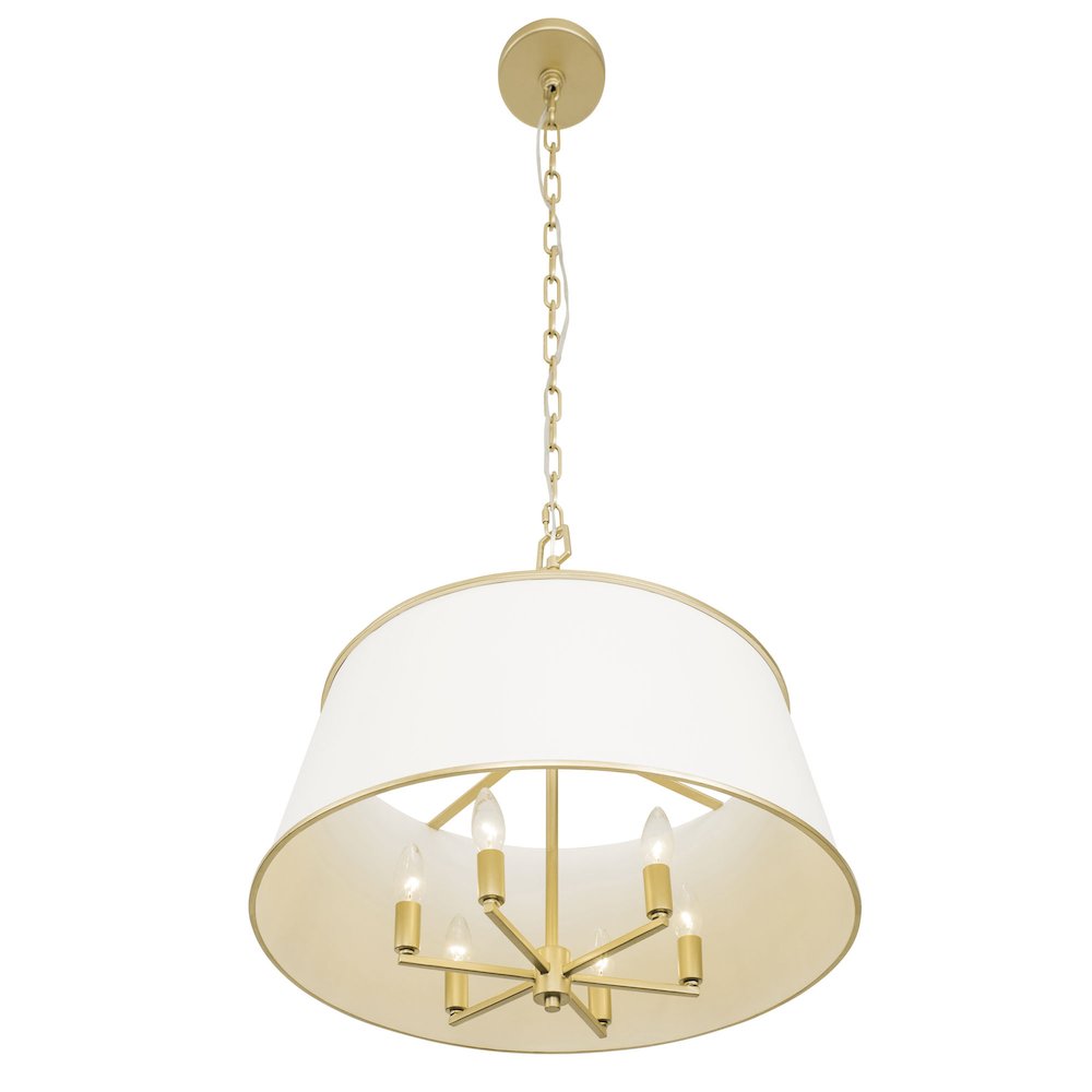 Coco 6-Lt Pendant - Matte White/French Gold. Picture 6