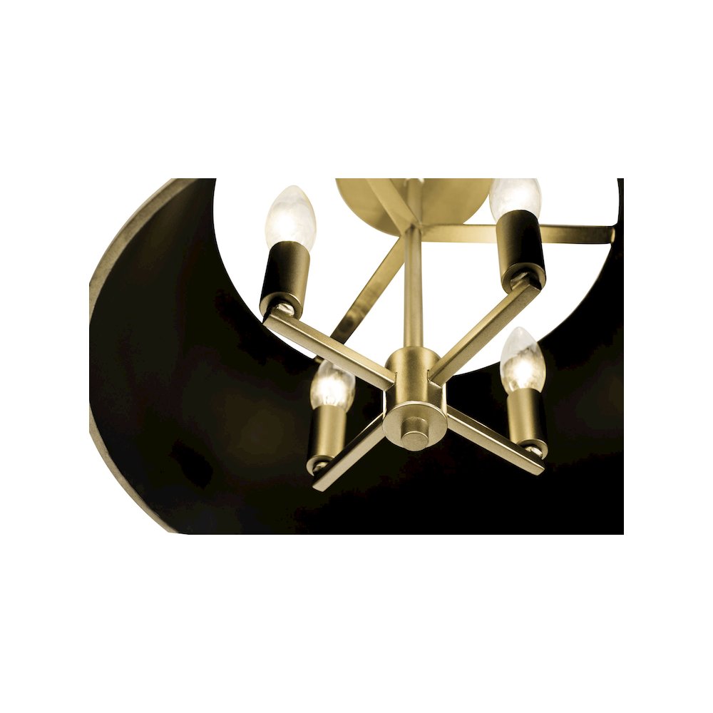 Coco 4-Lt Semi-Flush - Matte Black/French Gold. Picture 4