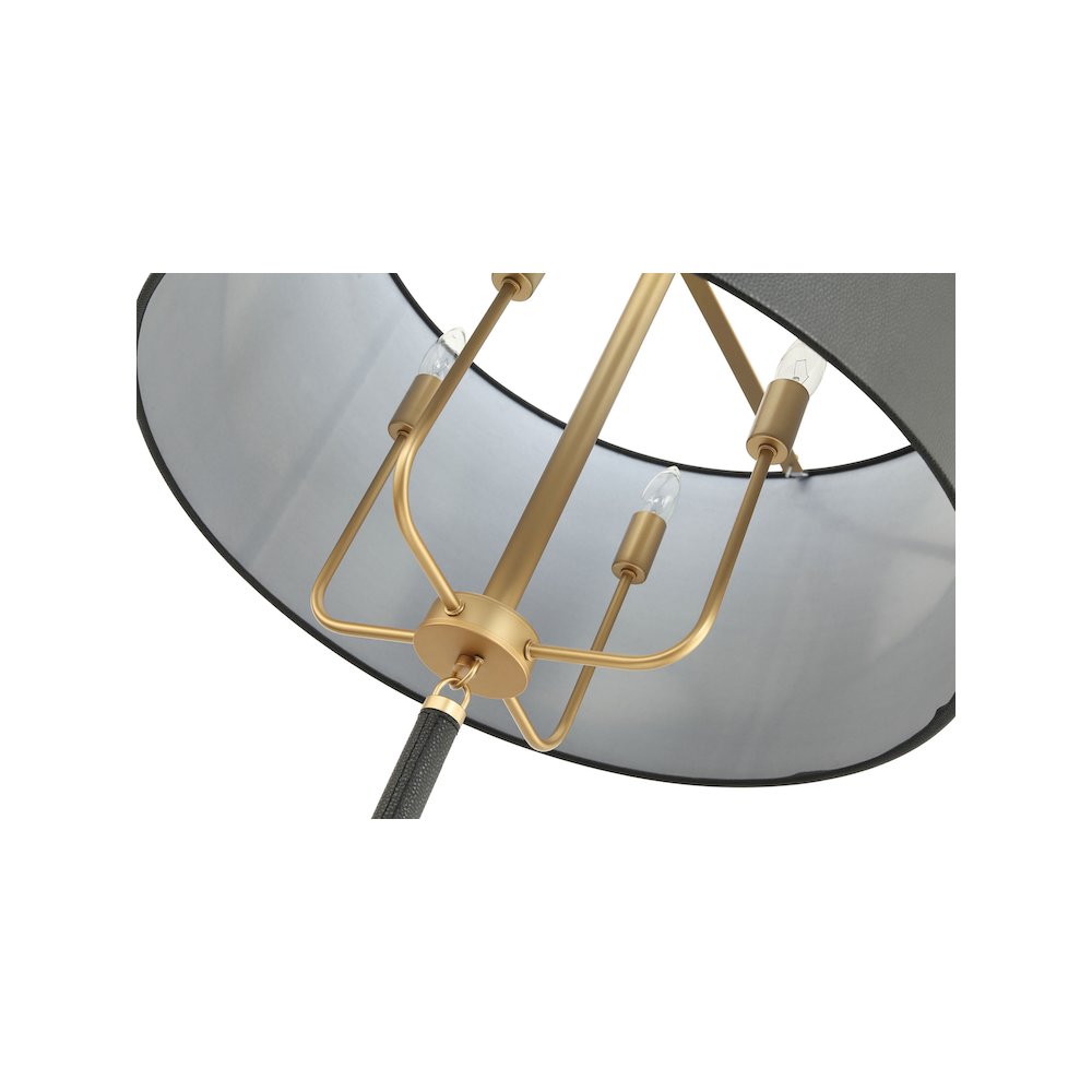 Secret Agent 4-Lt Pendant - Painted Gold/Black Leather. Picture 1