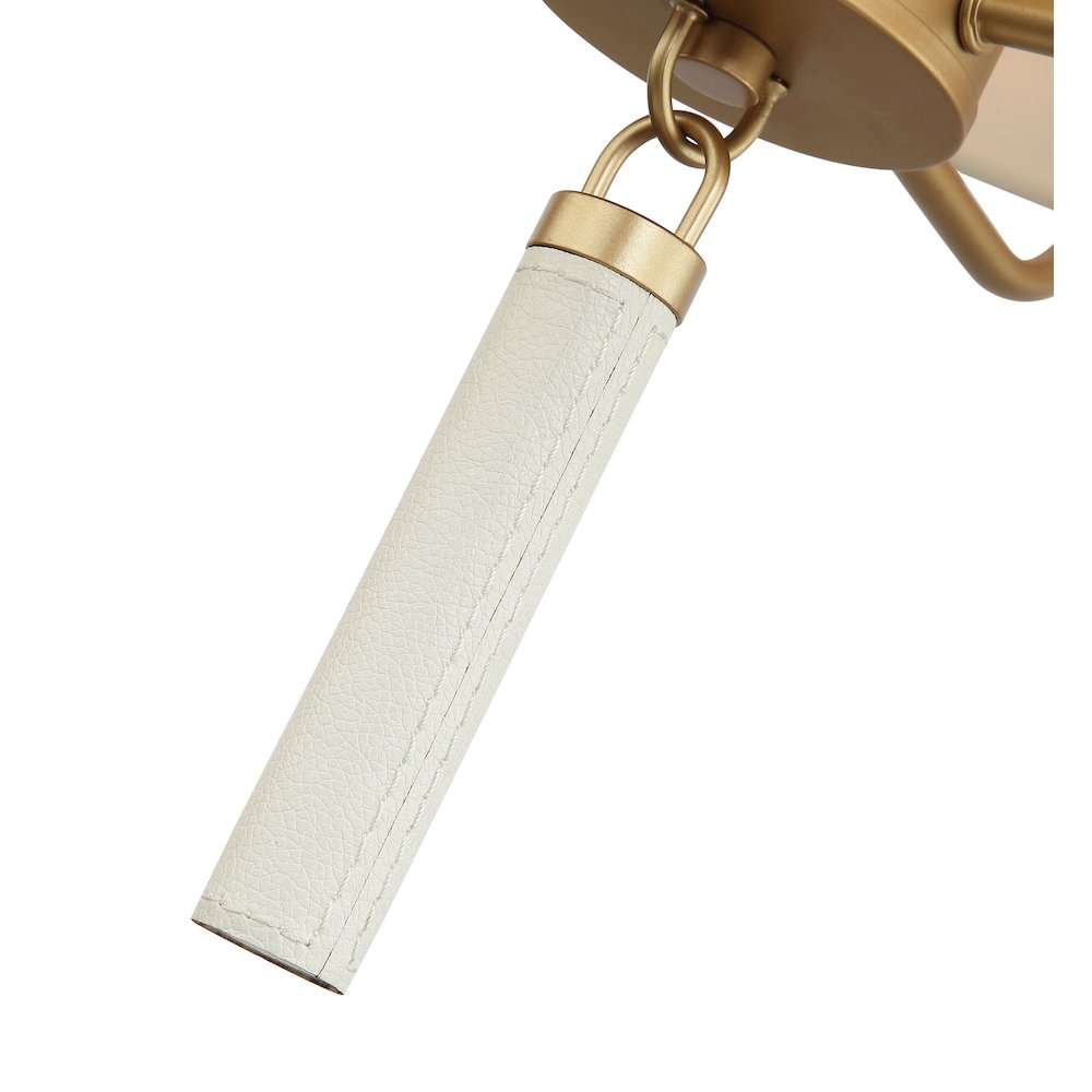 Secret Agent 4-Lt Pendant - Painted Gold/White Leather. Picture 2