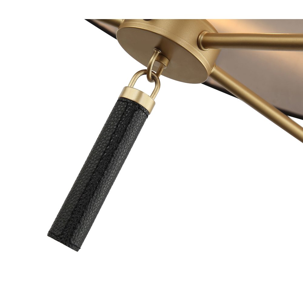 Secret Agent 5-Lt Pendant - Painted Gold/Black Leather. Picture 1