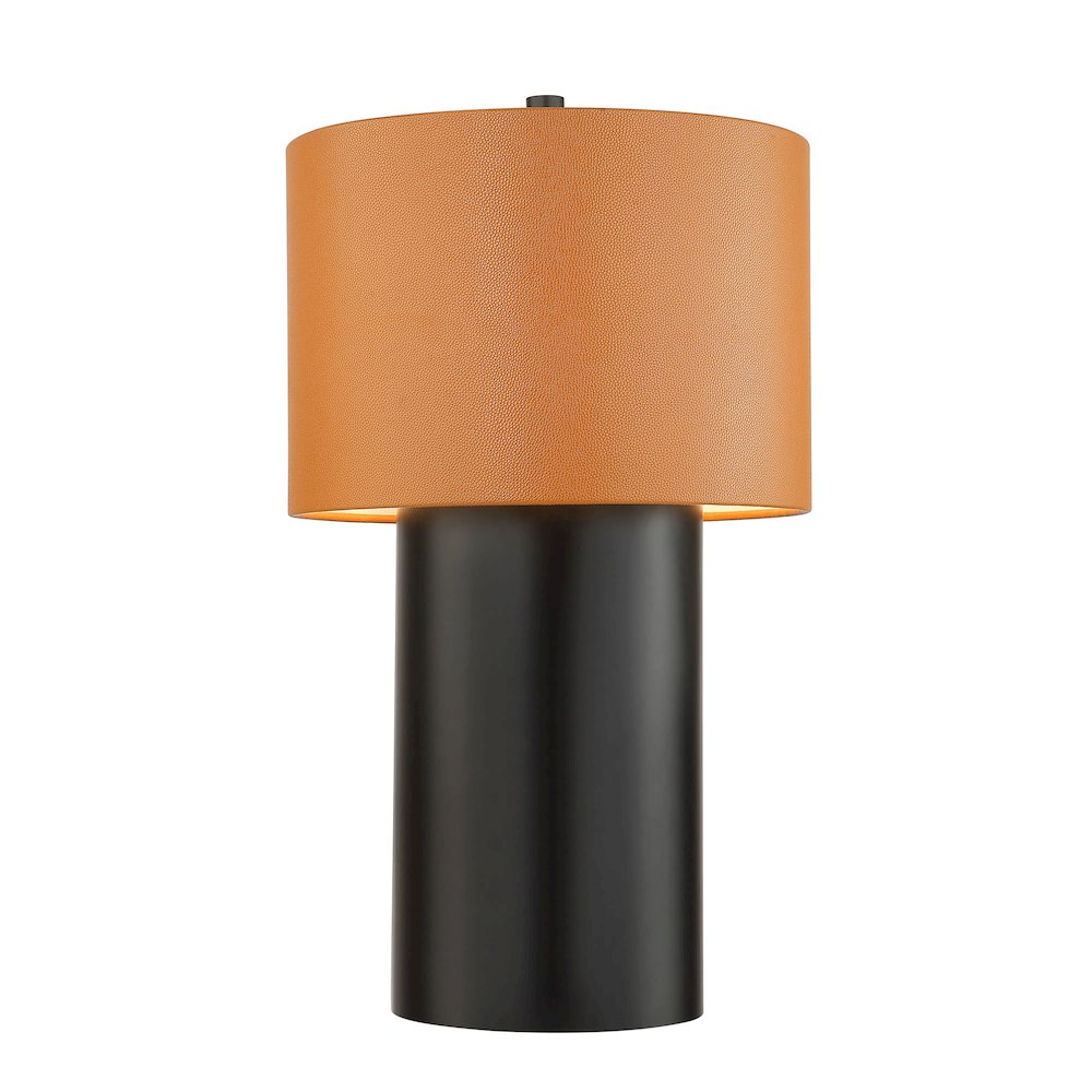 Secret Agent 1-Lt Table Lamp - Black/Camel Leather. Picture 1