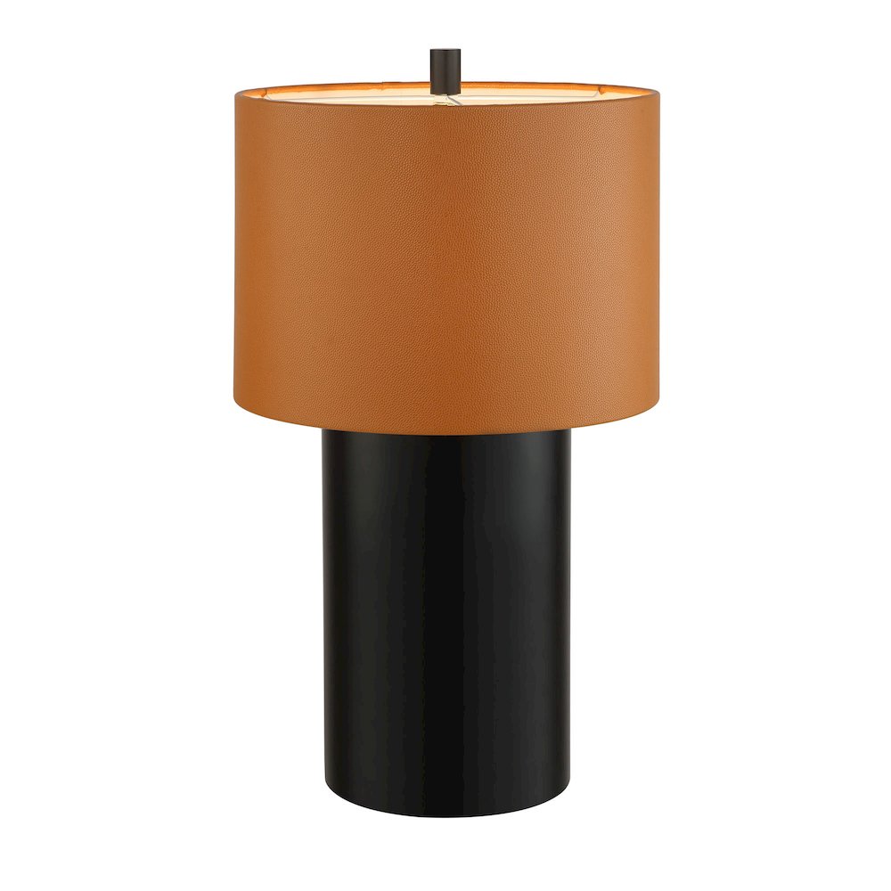 Secret Agent 1-Lt Table Lamp - Black/Camel Leather. Picture 2