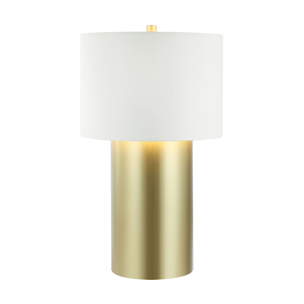 Secret Agent 1-Lt Table Lamp - Painted Gold/White Leather. Picture 1