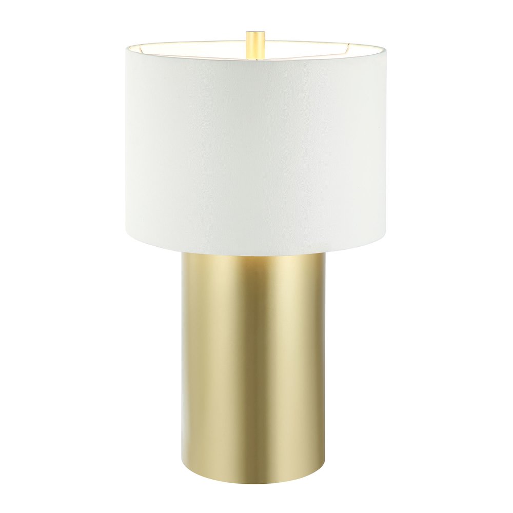 Secret Agent 1-Lt Table Lamp - Painted Gold/White Leather. Picture 2