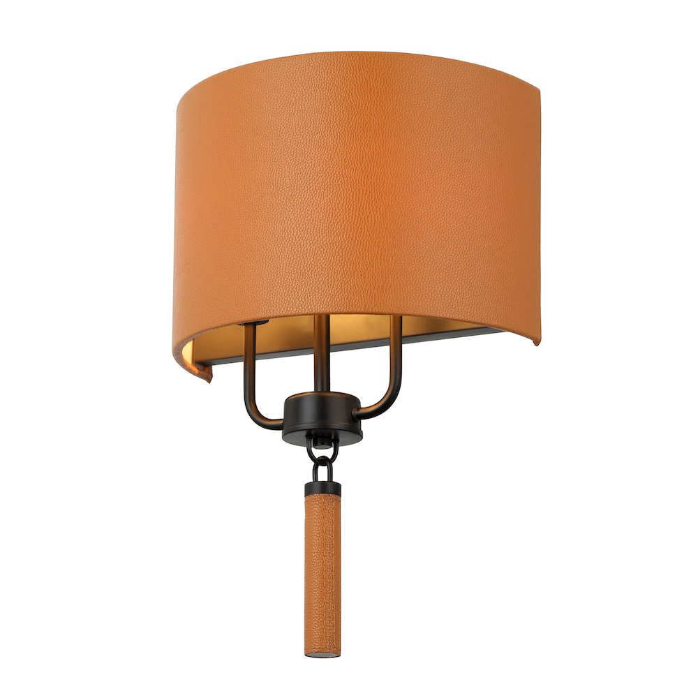 Secret Agent 2-Lt Sconce - Black/Camel Leather. Picture 1
