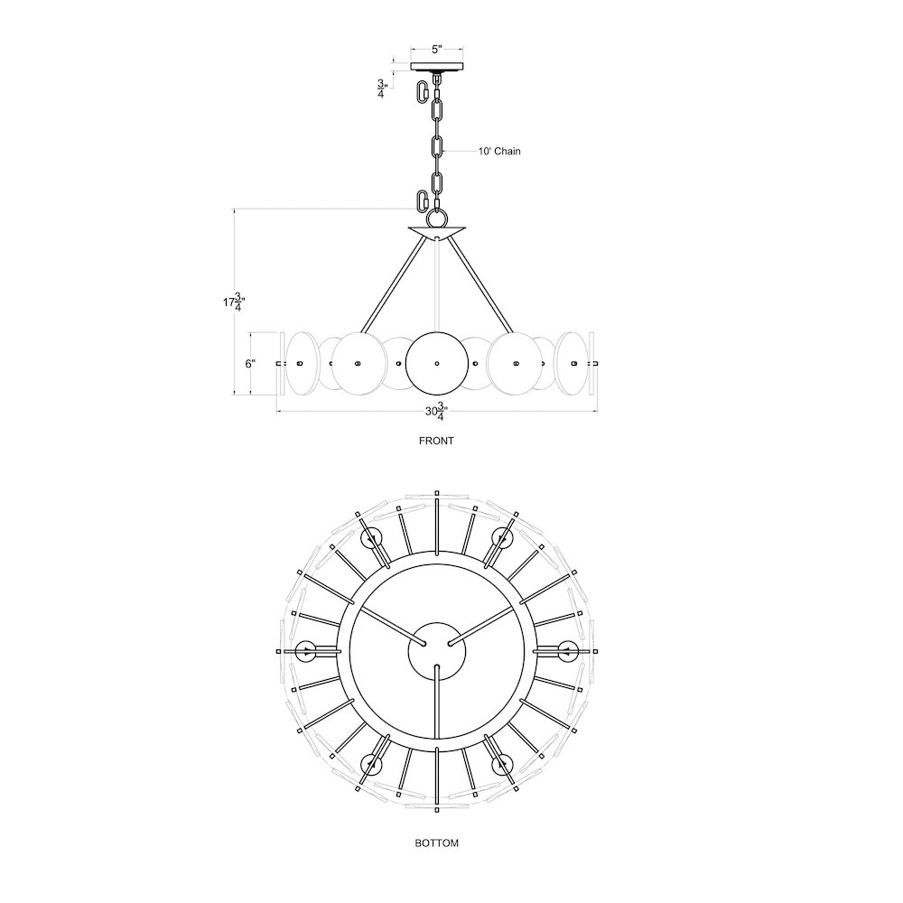 Cosmos 6-Lt   Chandelier - Matte Black. Picture 7