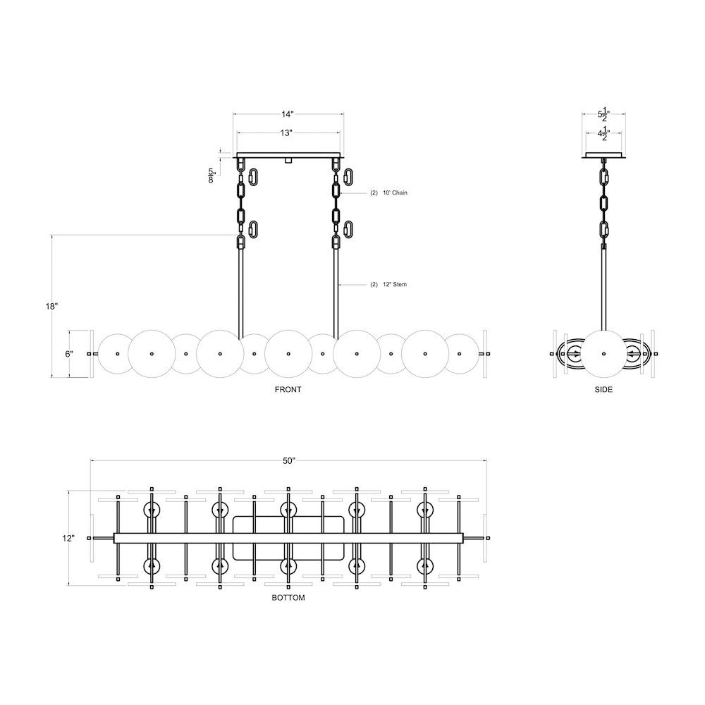 Cosmos 10-Lt Linear Pendant - Havana Gold. Picture 2
