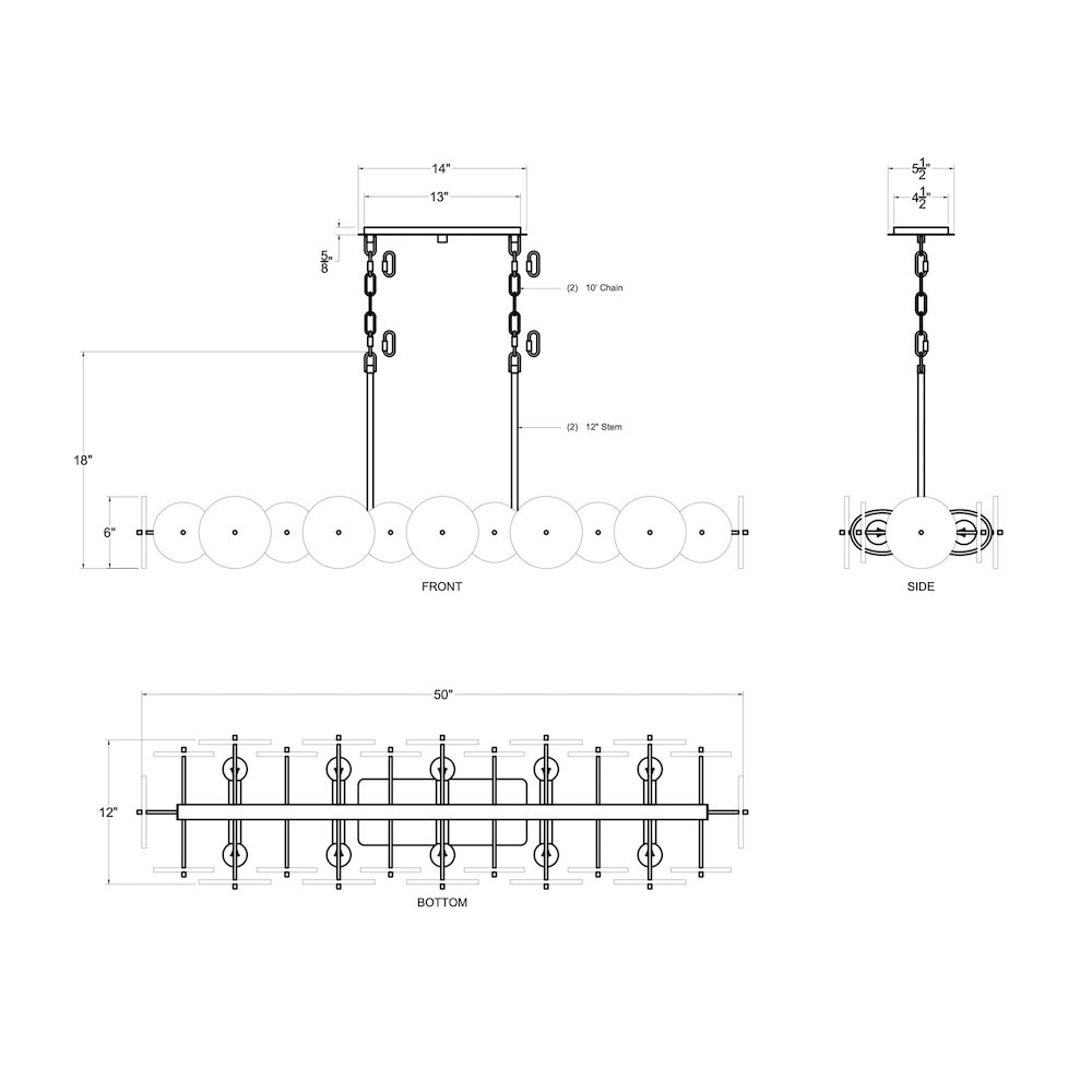 Cosmos 10-Lt   Linear Pendant - Matte Black. Picture 2