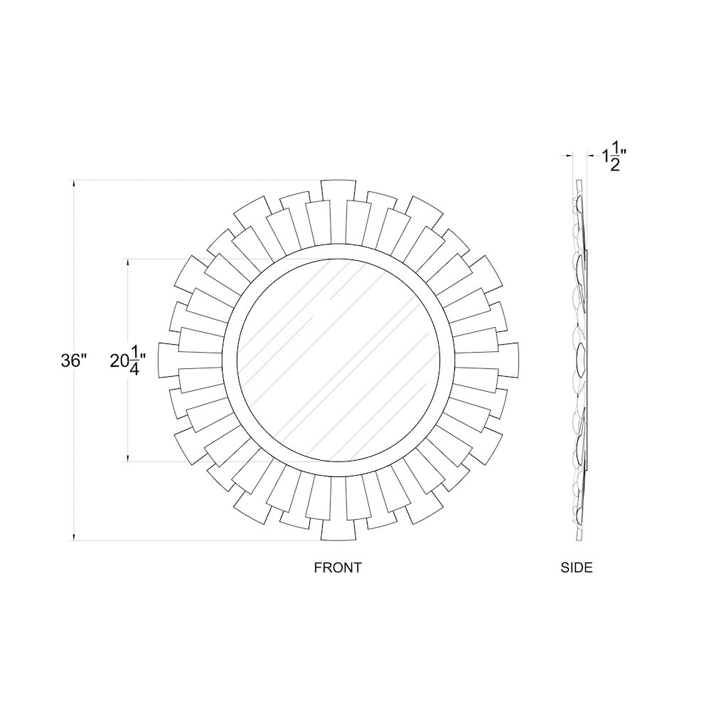 Daphne 36-in   Wall Mirror - Matte Black/French Gold. Picture 4