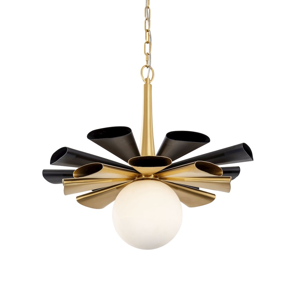 Daphne 1-Lt Large Pendant - Matte Black/French Gold. Picture 1
