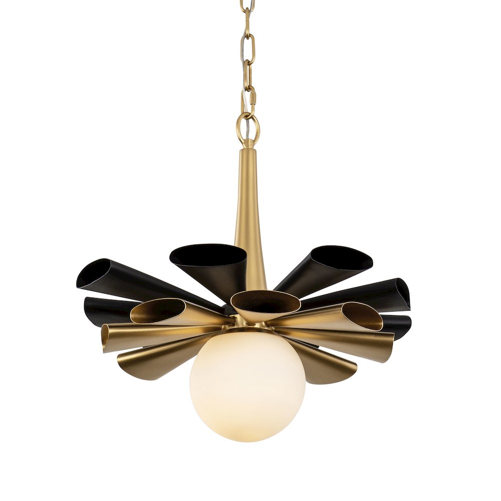 Daphne 1-Lt Medium Pendant - Matte Black/French Gold. Picture 1