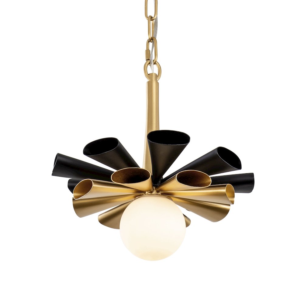 Daphne 1-Lt Small Pendant - Matte Black/French Gold. Picture 1