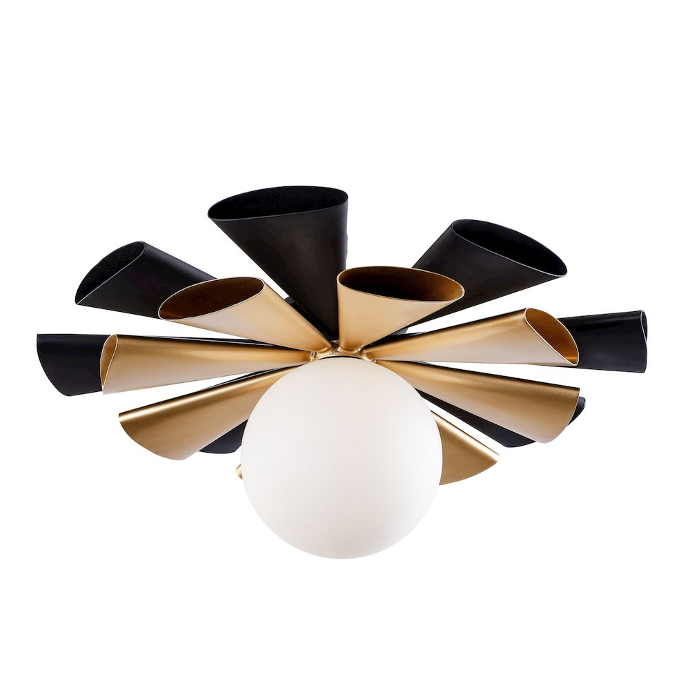 Daphne 1-Lt Convertible Flush Mount/Sconce - Matte Black/French Gold. Picture 1