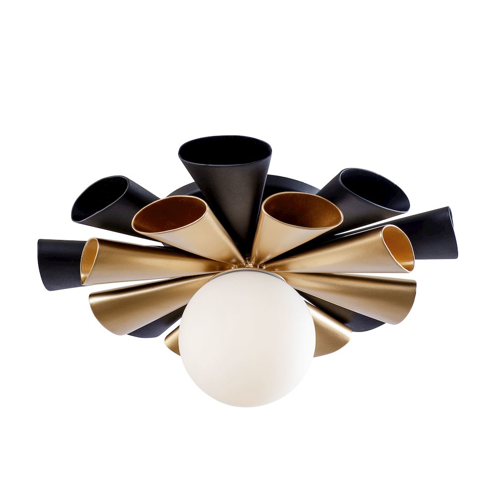 Daphne 1-Lt Convertible Flush Mount/Sconce - Matte Black/French Gold. Picture 1