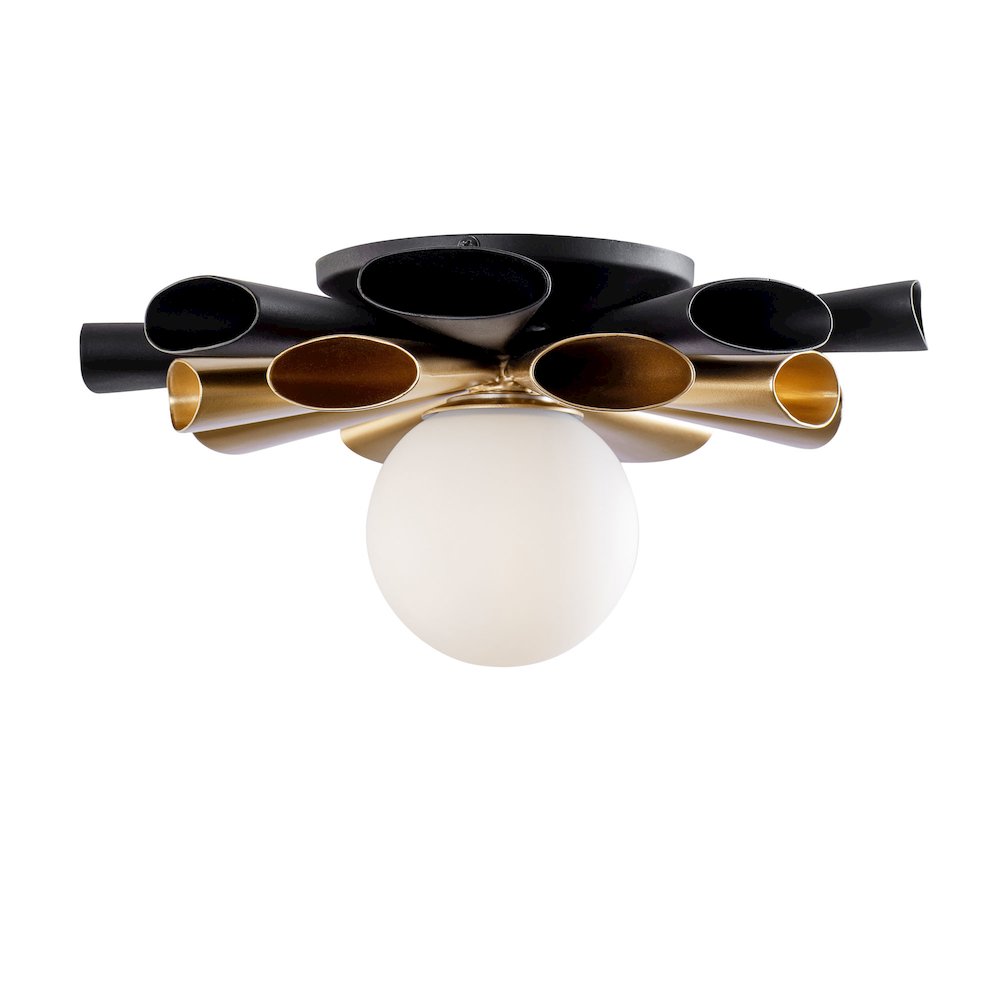 Daphne 1-Lt Convertible Flush Mount/Sconce - Matte Black/French Gold. Picture 3