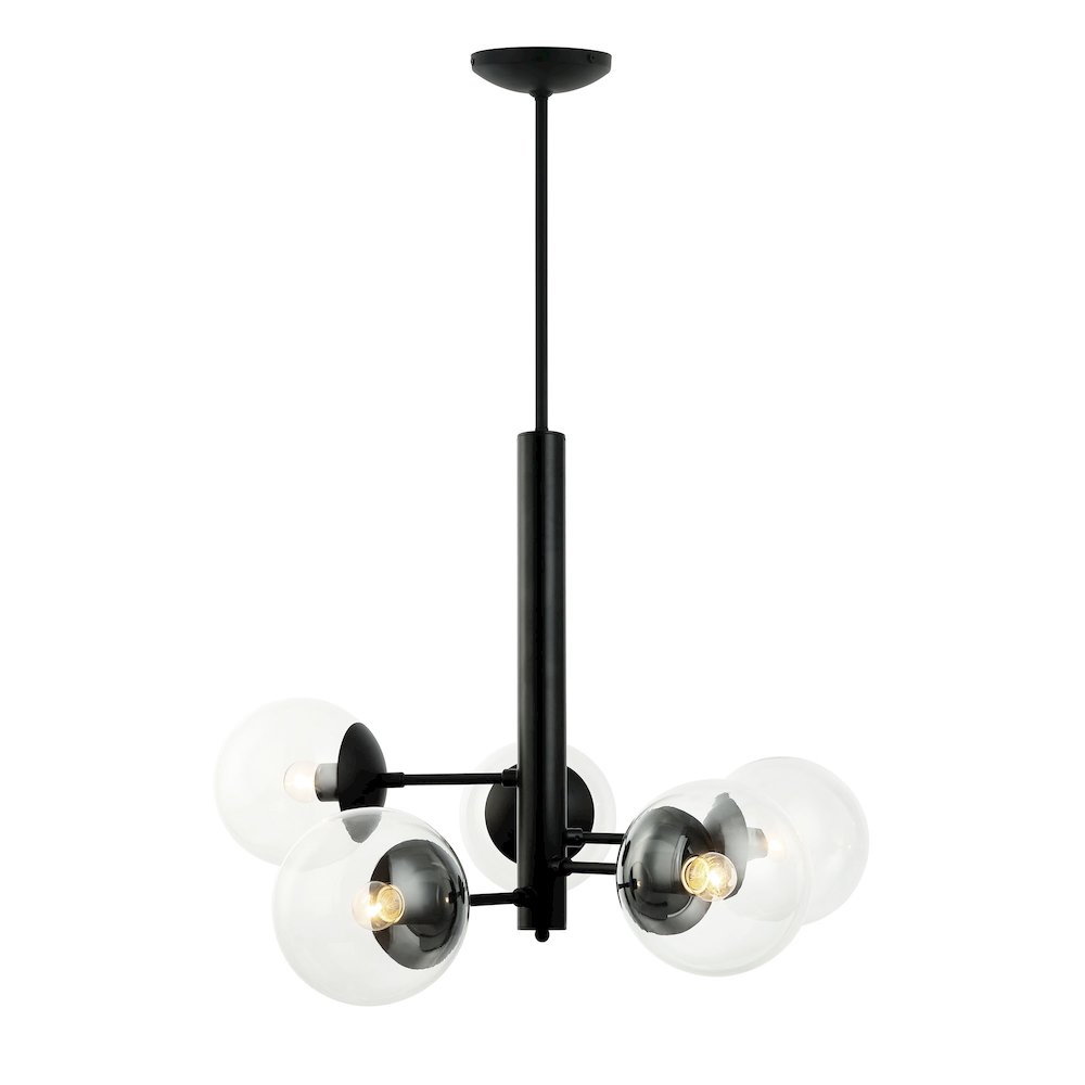 Mid-Century 5-Lt Chandelier - Black. Picture 1
