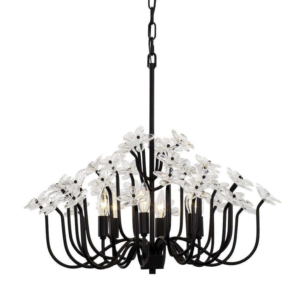 Wildflower 6-Lt Chandelier - Matte Black. Picture 1