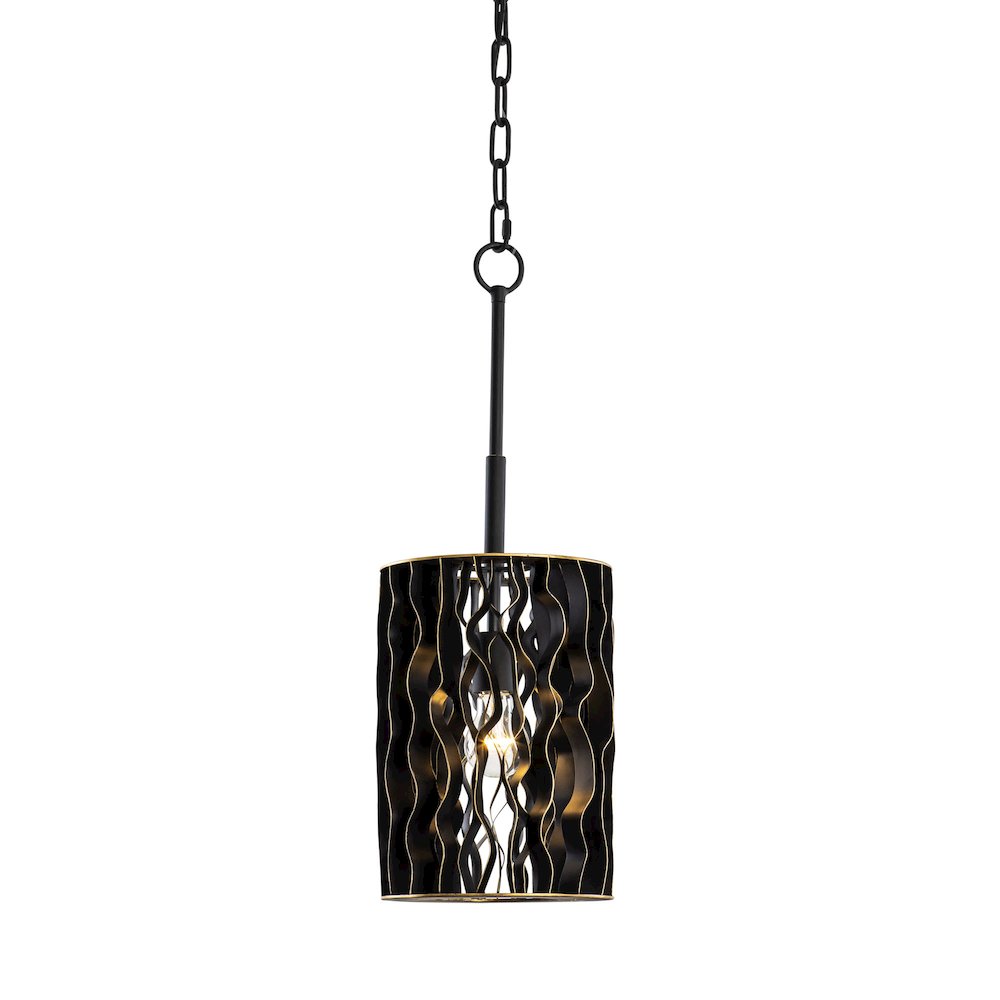 Estela 1-Lt Mini Pendant - Matte Black/French Gold. Picture 1