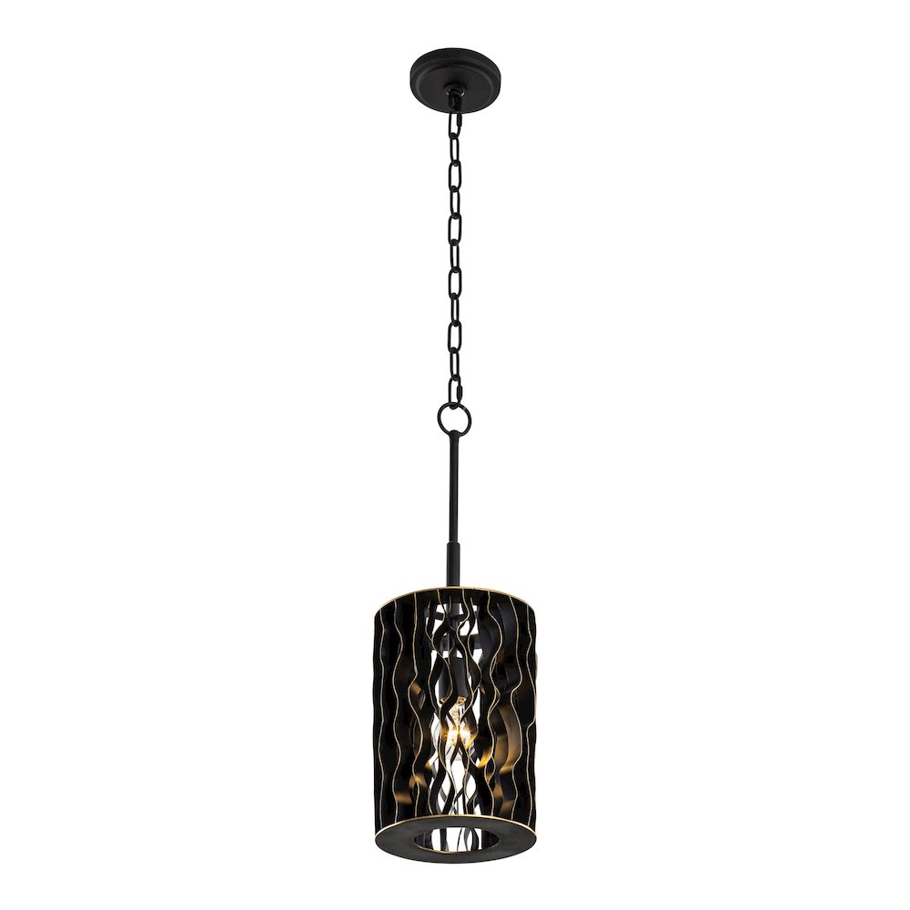 Estela 1-Lt Mini Pendant - Matte Black/French Gold. Picture 2
