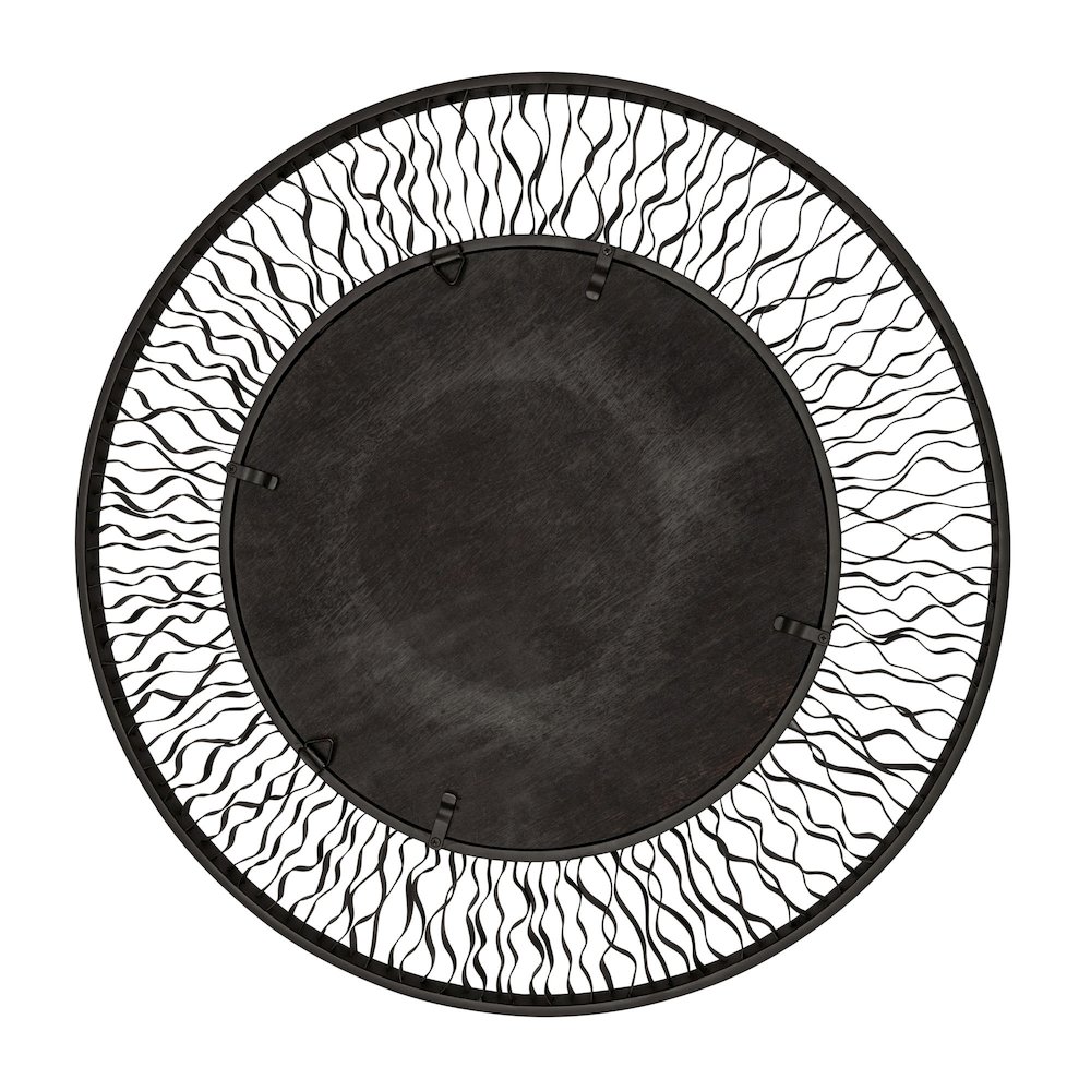 Estela 30-in Round Wall Mirror - Matte Black/French Gold. Picture 3