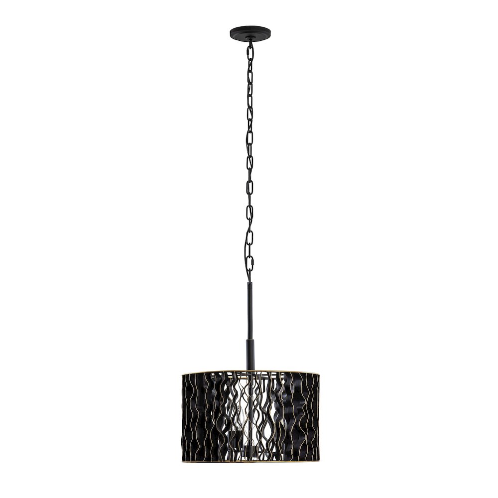 Estela 3-Lt Convertible Pendant/Semi-Flush - Matte Black/French Gold. Picture 6