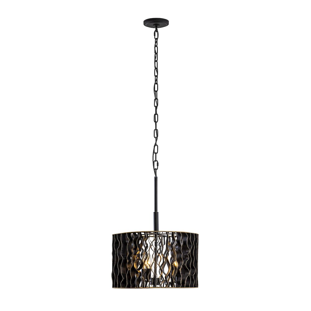 Estela 3-Lt Convertible Pendant/Semi-Flush - Matte Black/French Gold. Picture 7