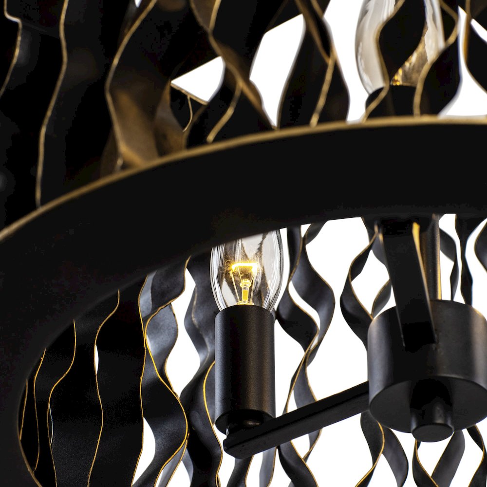 Estela 3-Lt Convertible Pendant/Semi-Flush - Matte Black/French Gold. Picture 8