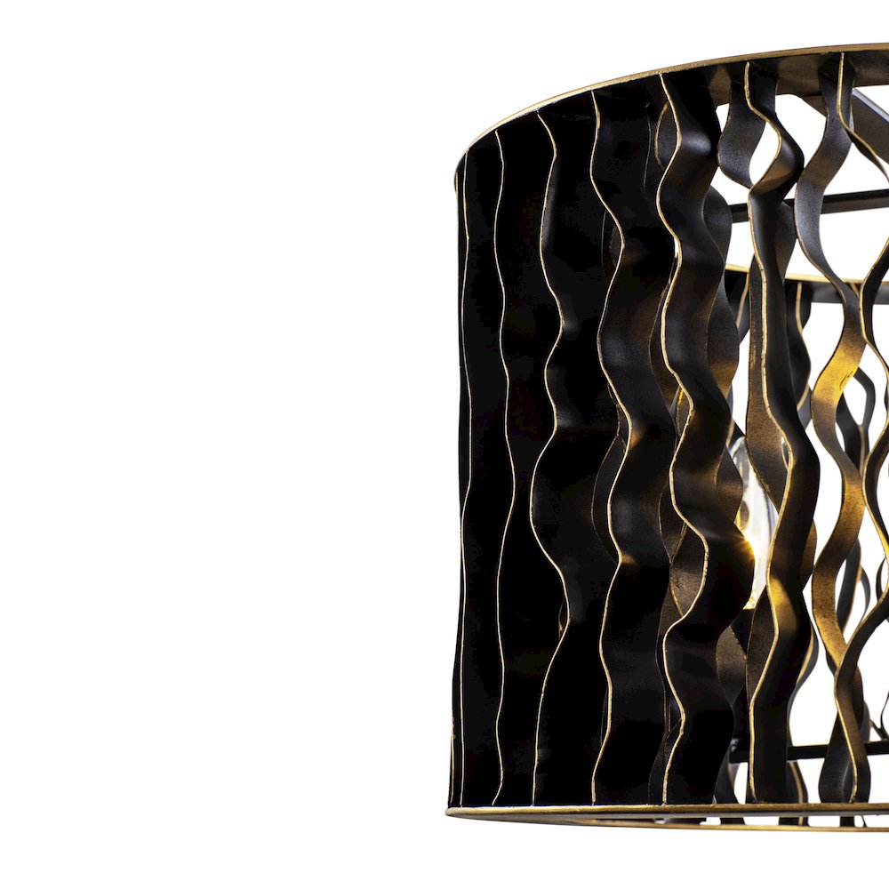 Estela 3-Lt Convertible Pendant/Semi-Flush - Matte Black/French Gold. Picture 9