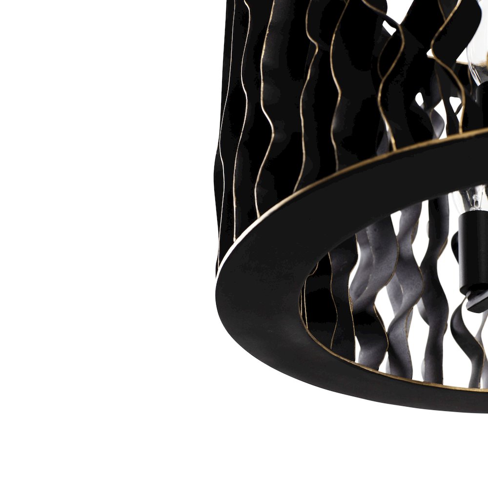 Estela 3-Lt Convertible Pendant/Semi-Flush - Matte Black/French Gold. Picture 10