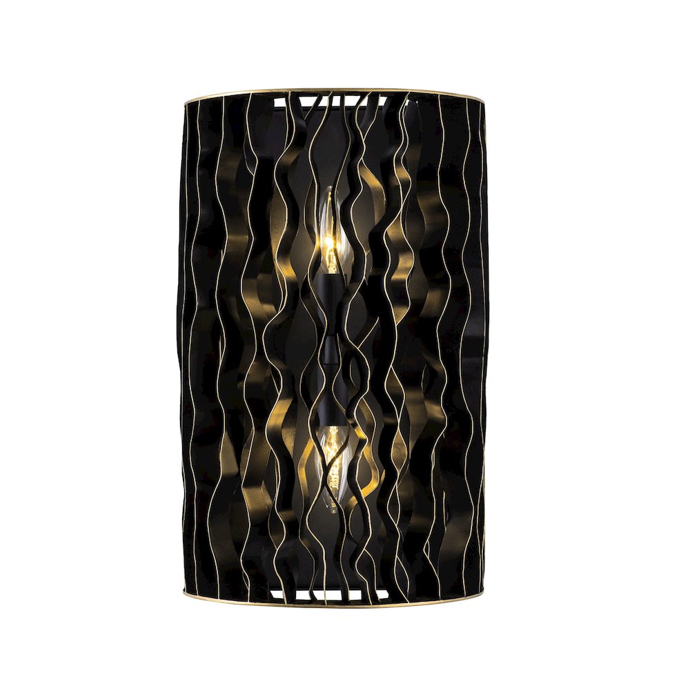 Estela 2-Lt Sconce - Matte Black/French Gold. Picture 1