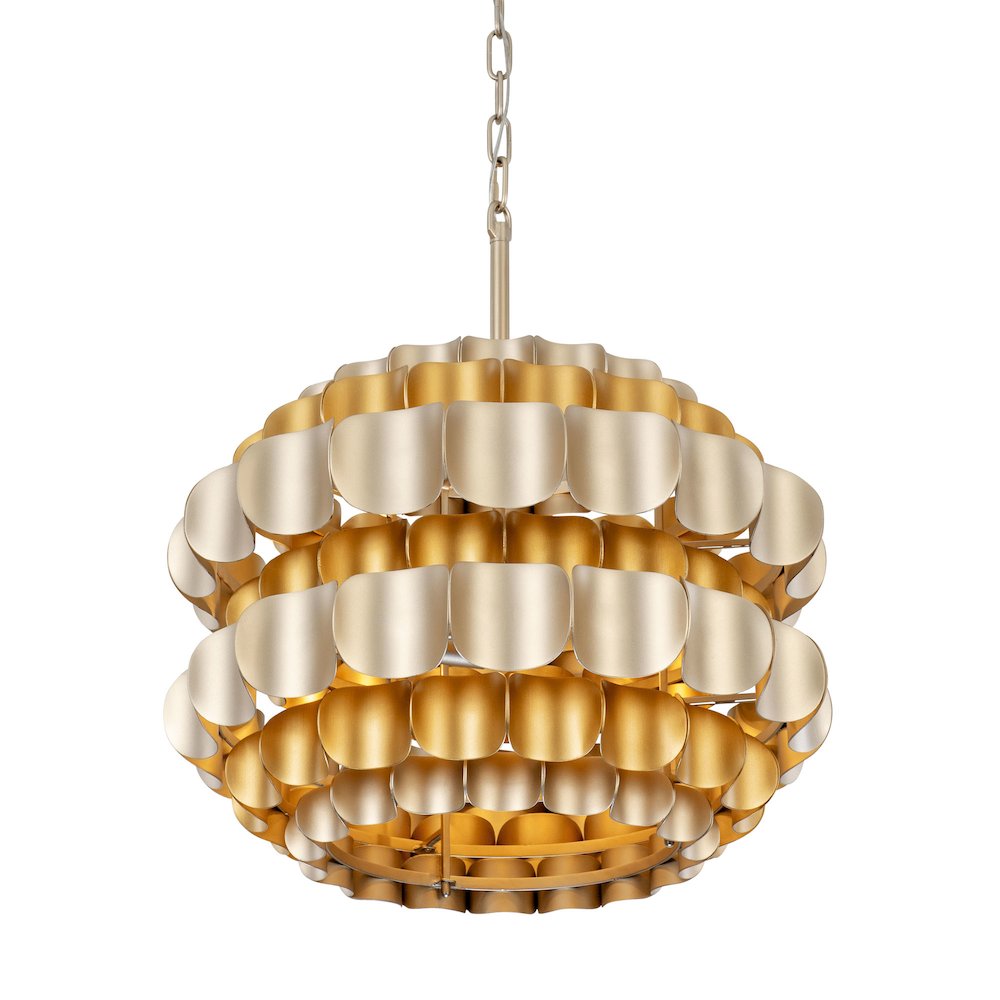 Swoon 3-Lt Pendant - Antique Gold/Gold Dust. Picture 1