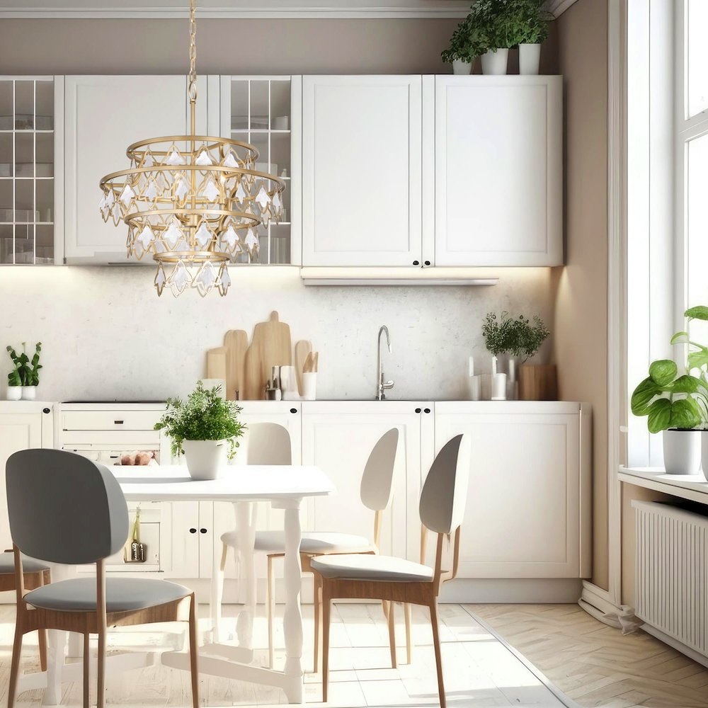 Fleur 4-Lt   Chandelier - French Gold. Picture 8