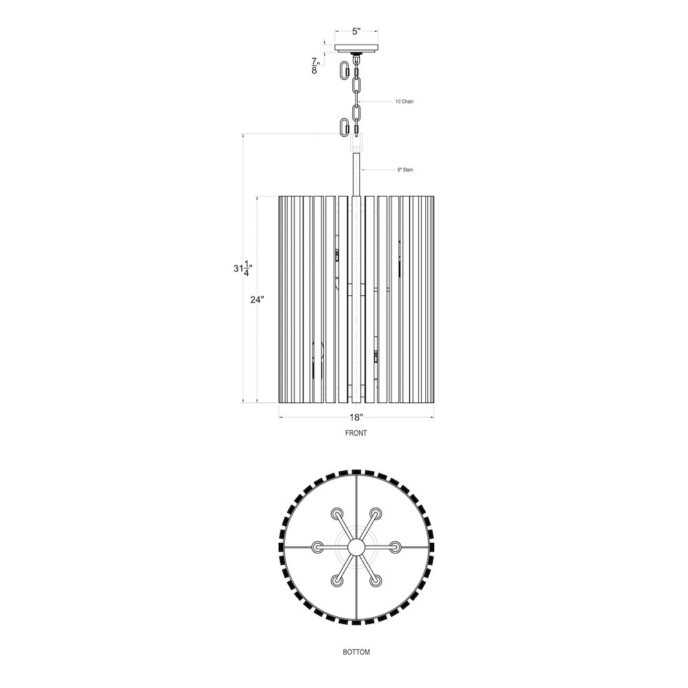 Suratto 6-Lt   Foyer - Matte Black/Honey Blonde. Picture 8