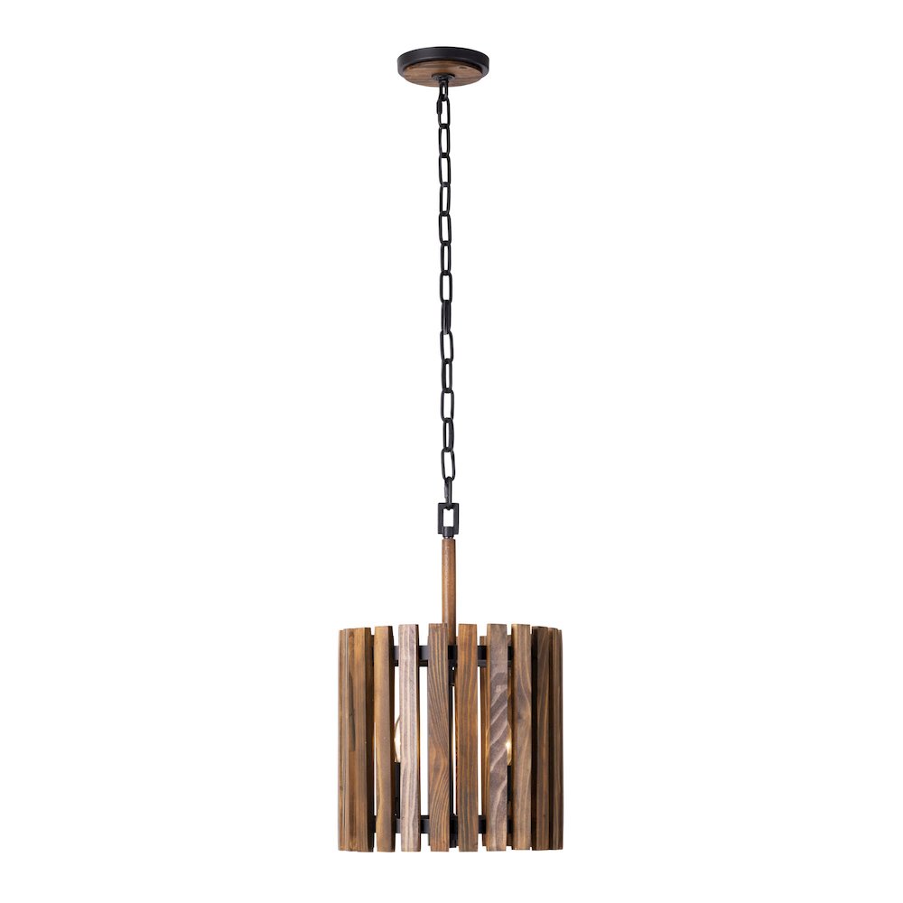 Suratto 2-Lt   Pendant - Matte Black/Medium Walnut. Picture 1